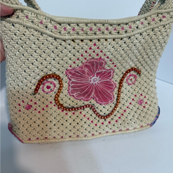 Vintage Hippy, Boho, Beige and Pink Floral Shoulder Bag, Beautiful - Picture 1 of 8